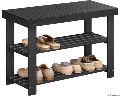 SONGMICS 3-Tier Bamboo Shoe Rack Bench