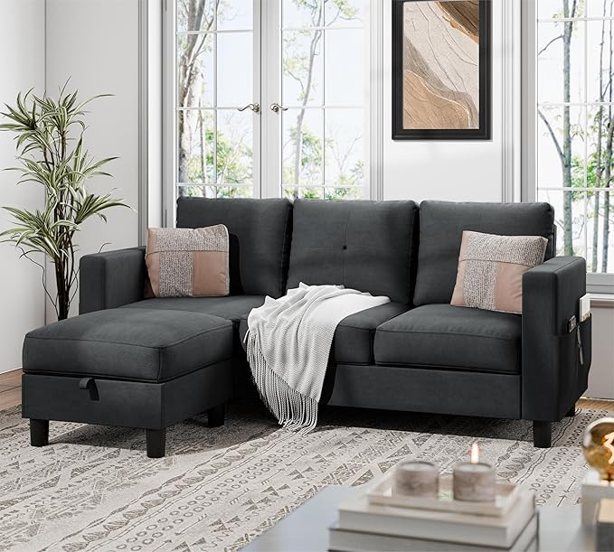 JAMFLY Sectional Sofa with Movable Ottoman