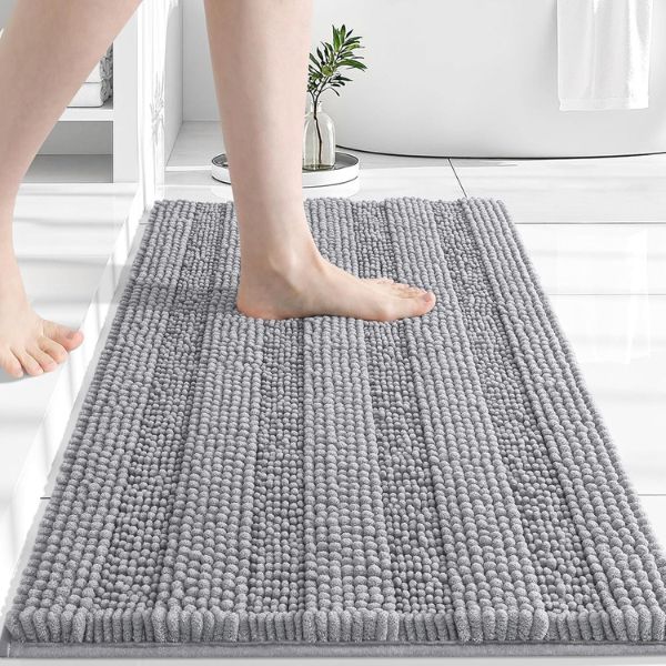 Grandaily Chenille Striped Bathroom Rug